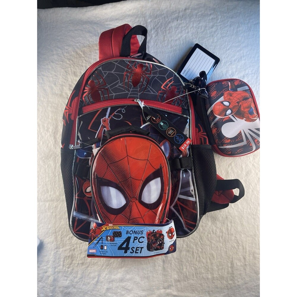 Too Cool! New Large Marvel Spiderman Backpack + Combo Lunch Bag & Pencil Box